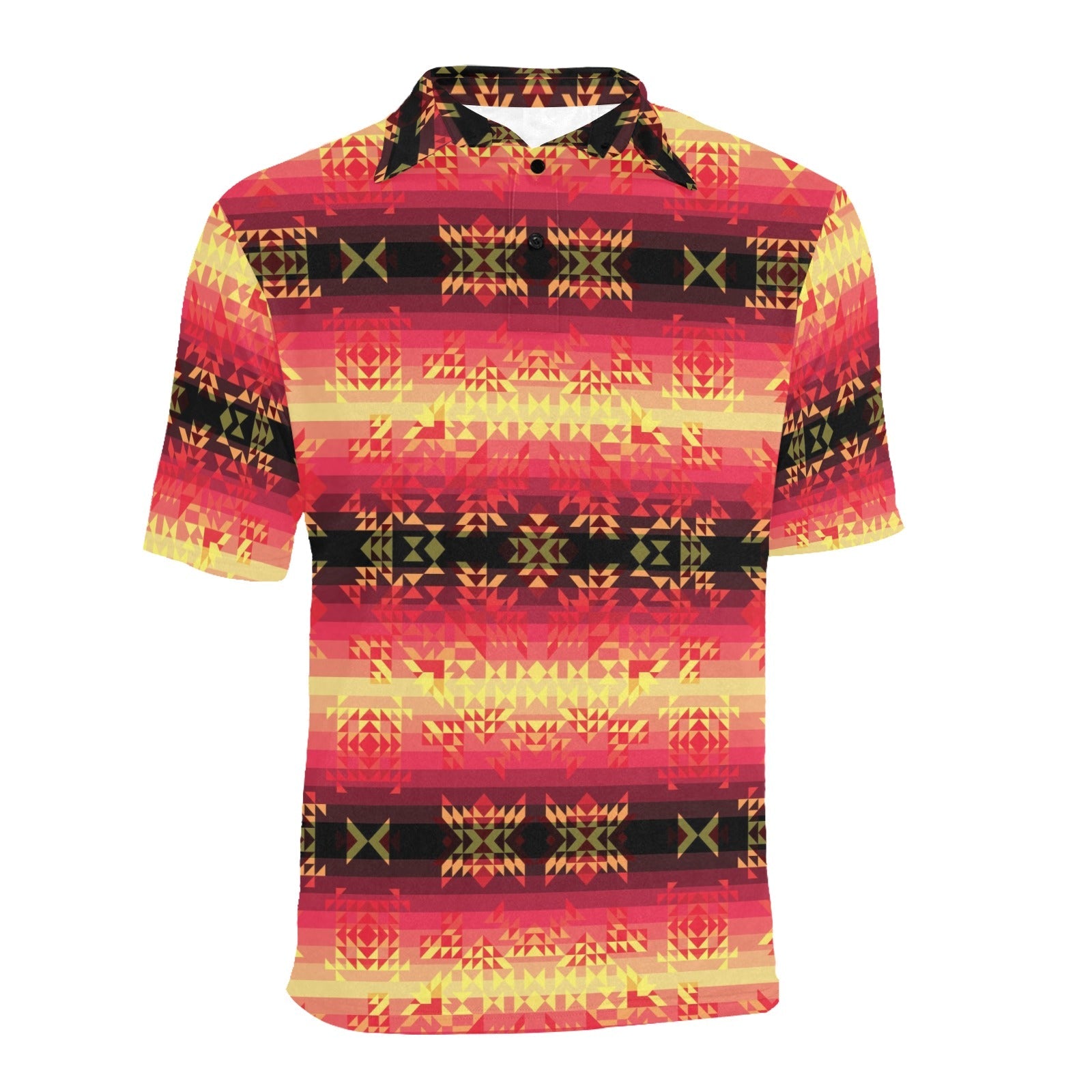 Soleil Fusion Rouge Men's All Over Print Polo Shirt (Model T55) Men's Polo Shirt (Model T55) e-joyer 