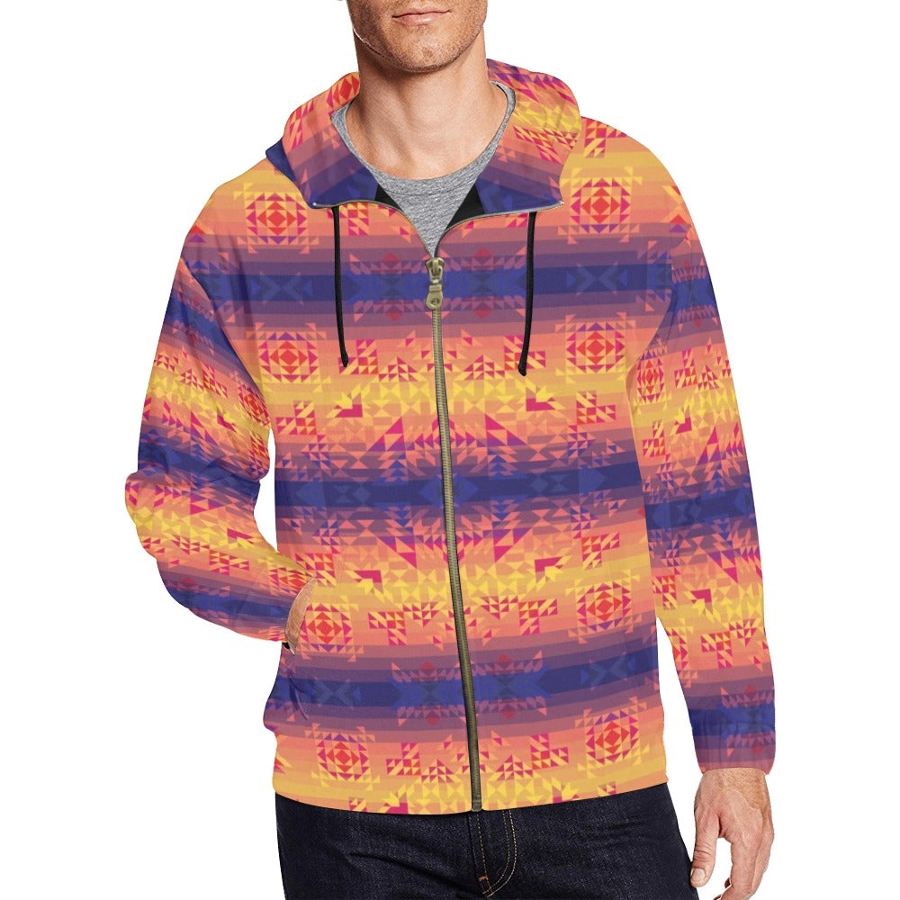 Soleil Indigo All Over Print Full Zip Hoodie for Men (Model H14) hoodie e-joyer 