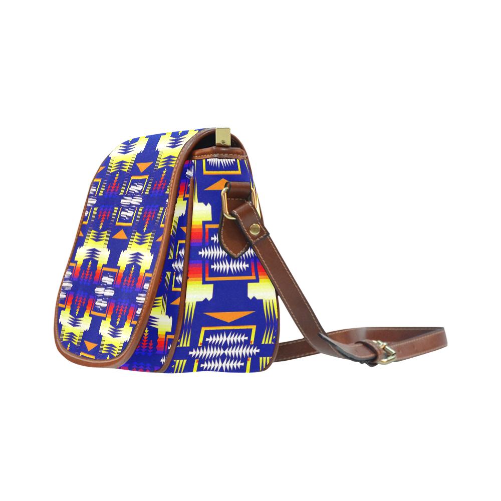 Southwest Rainbow Sage Saddle Bag/Small (Model 1649) Full Customization Saddle Bag/Small (Full Customization) e-joyer 