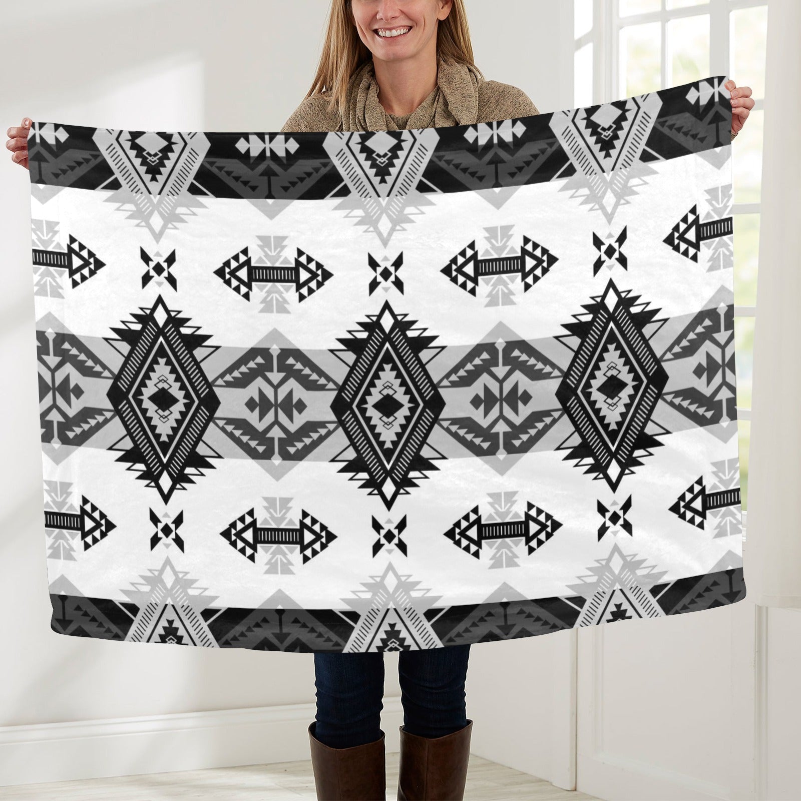 Sovereign Nation Black and White Baby Blanket 40"x50" Baby Blanket 40"x50" e-joyer 