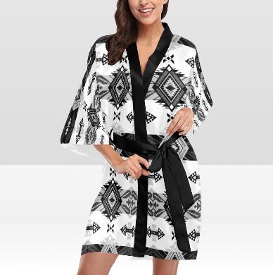 Sovereign Nation Black and White Kimono Robe Artsadd 