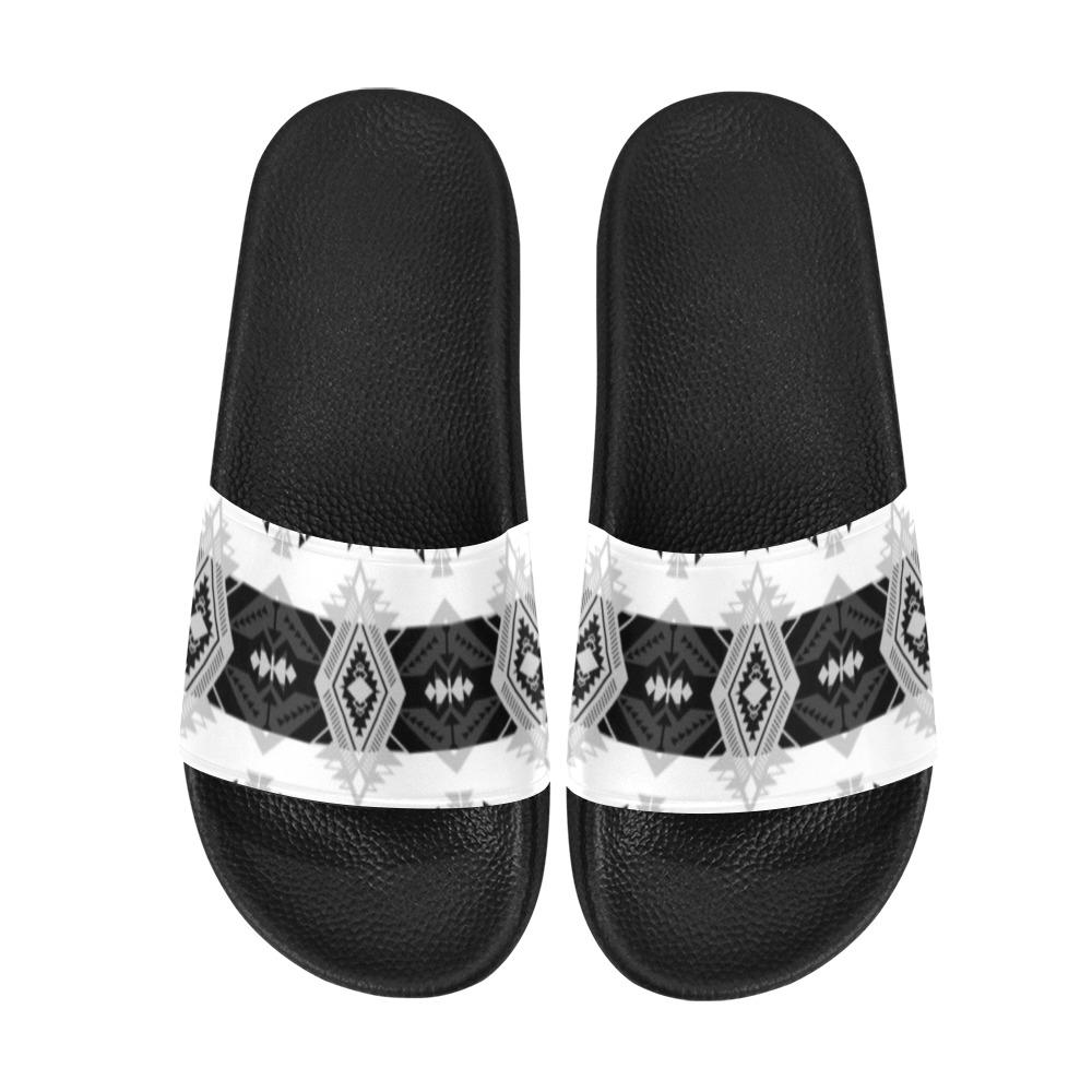 Sovereign Nation Black and White Men's Slide Sandals (Model 057) Men's Slide Sandals (057) e-joyer 