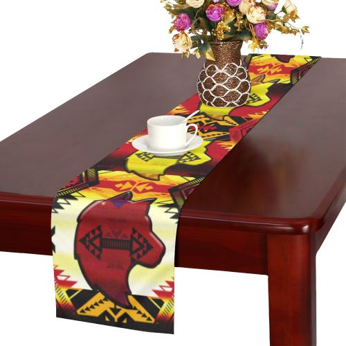 Sovereign Nation Fire with Wolf Table Runner 16x72 inch Table Runner 16x72 inch e-joyer 