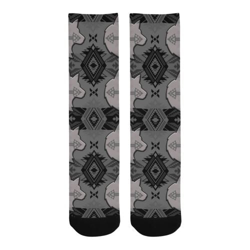 Sovereign Nation Gray with Wolf Trouser Socks Socks e-joyer 