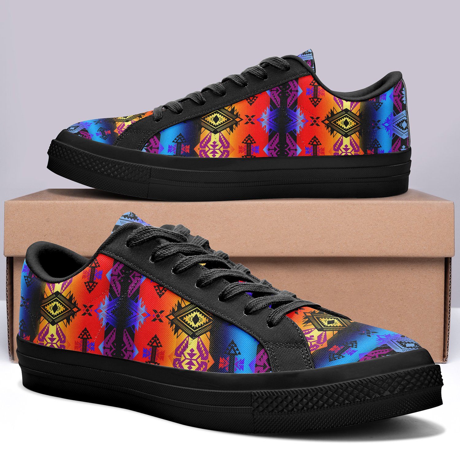 Sovereign Nation Sunset Aapisi Low Top Canvas Shoes Black Sole 49 Dzine 