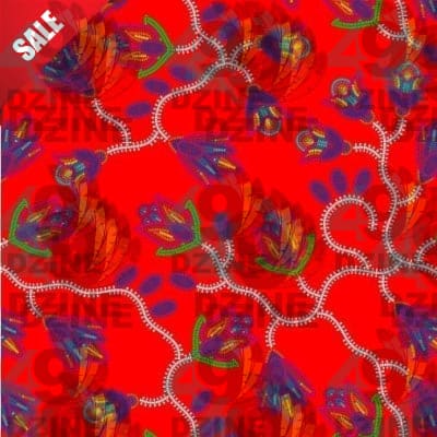 Spring Blossoms Red Cotton Poplin Fabric By the Yard Fabric NBprintex 