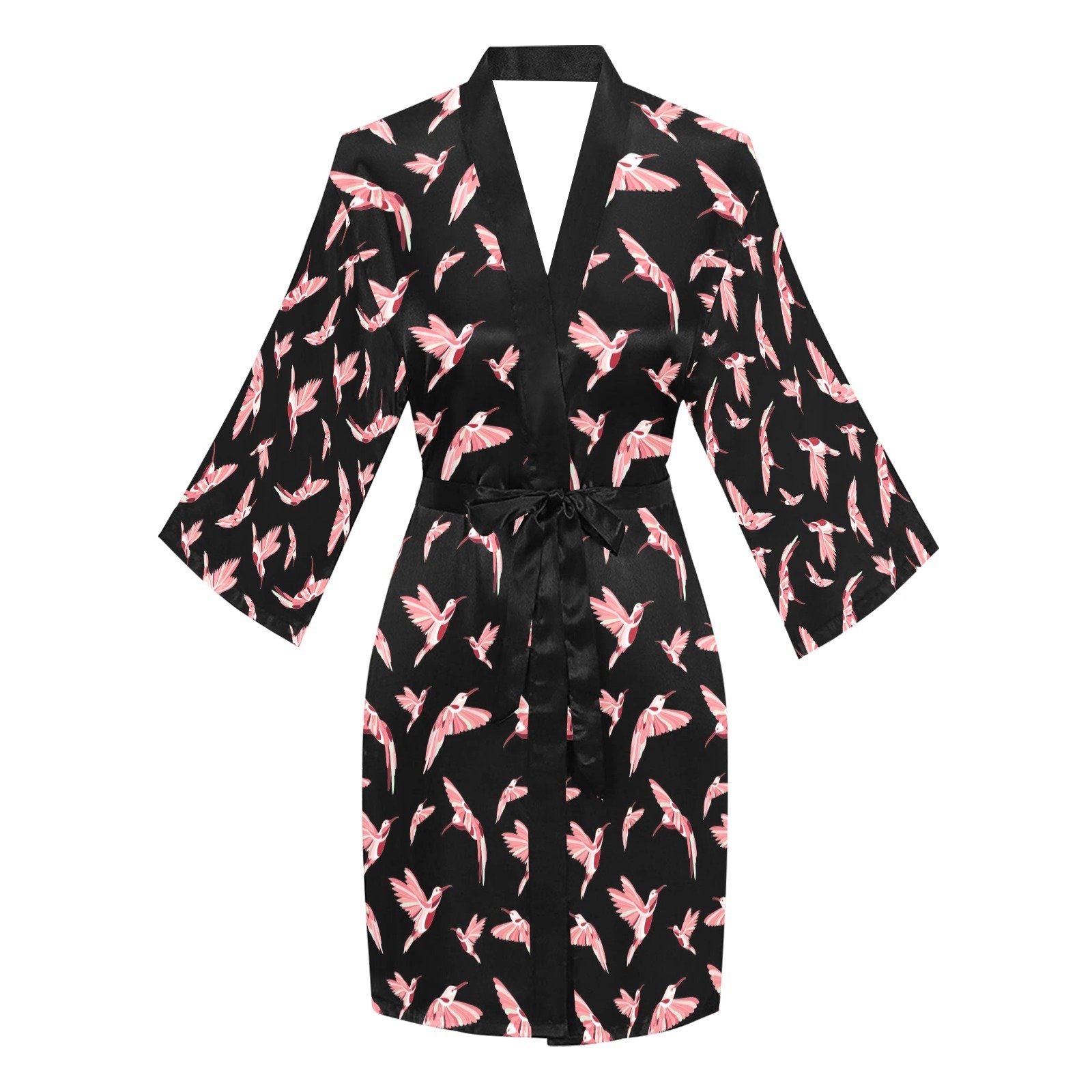 Strawberry Black Long Sleeve Kimono Robe Long Sleeve Kimono Robe e-joyer 