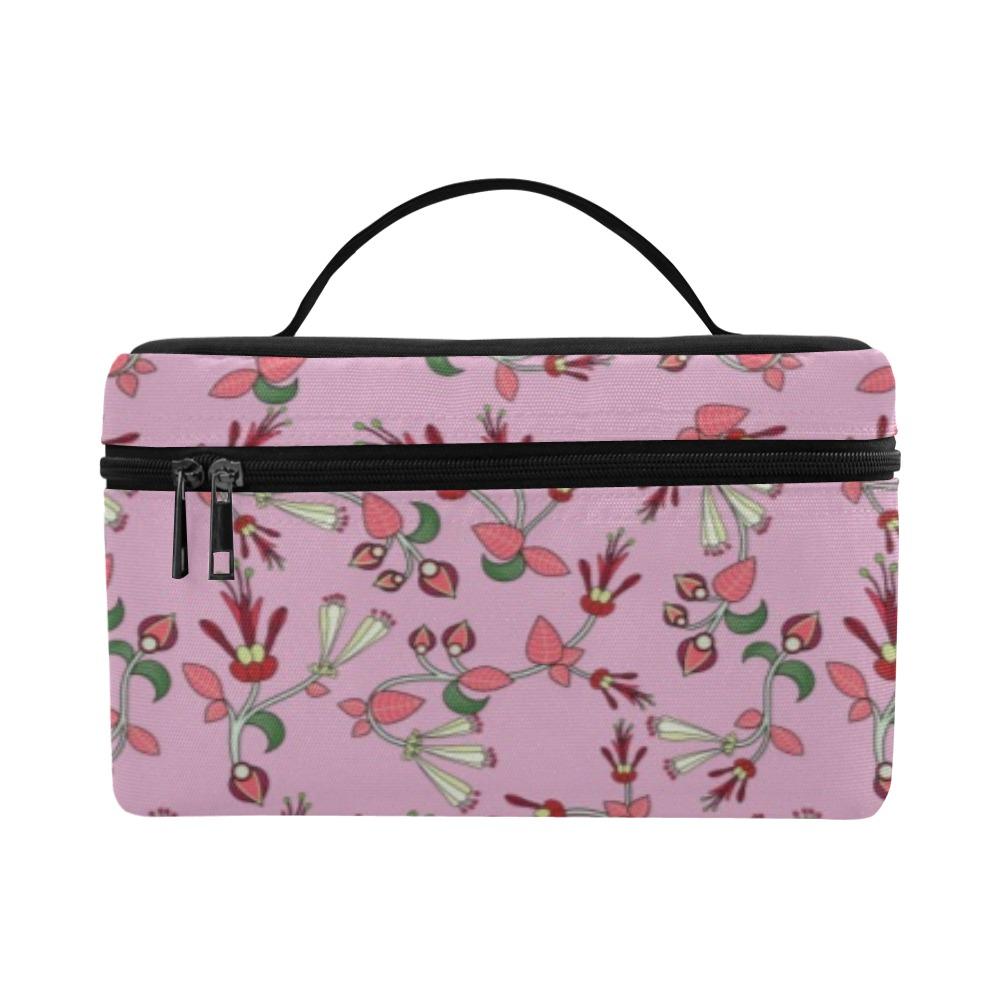 Strawberry Floral Cosmetic Bag/Large (Model 1658) bag e-joyer 