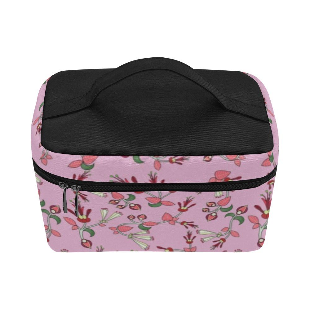 Strawberry Floral Cosmetic Bag/Large (Model 1658) bag e-joyer 