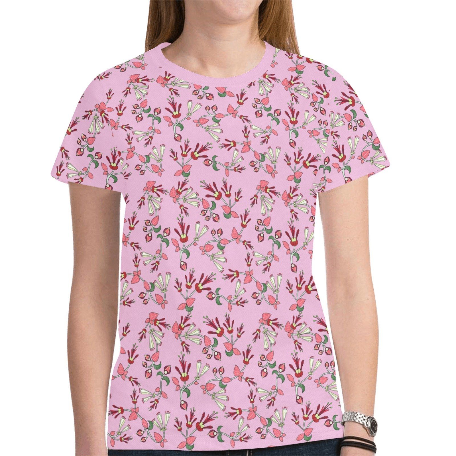 Strawberry Floral New All Over Print T-shirt for Women (Model T45) tshirt e-joyer 