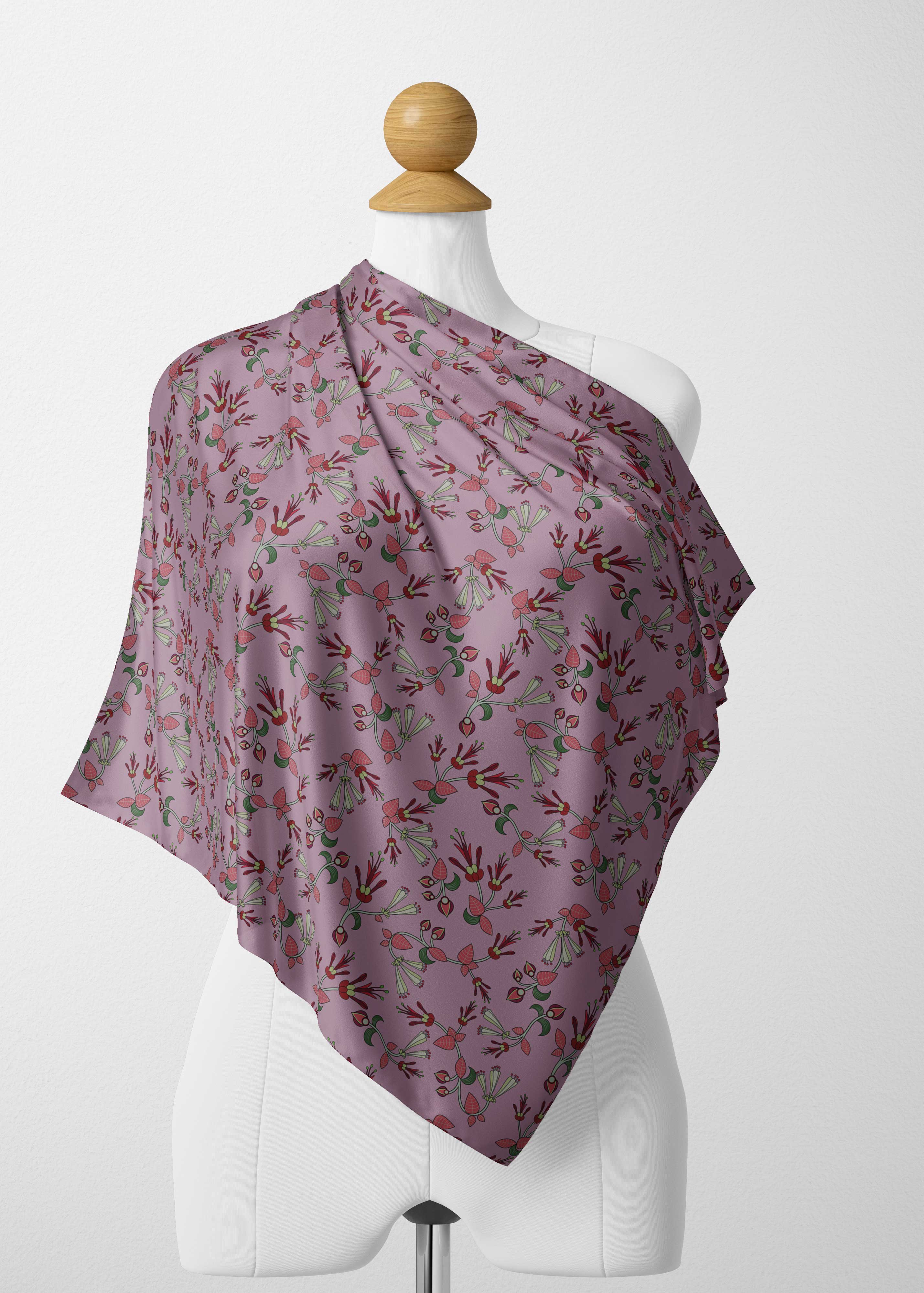 Strawberry Floral Satin Shawl Scarf 49 Dzine 