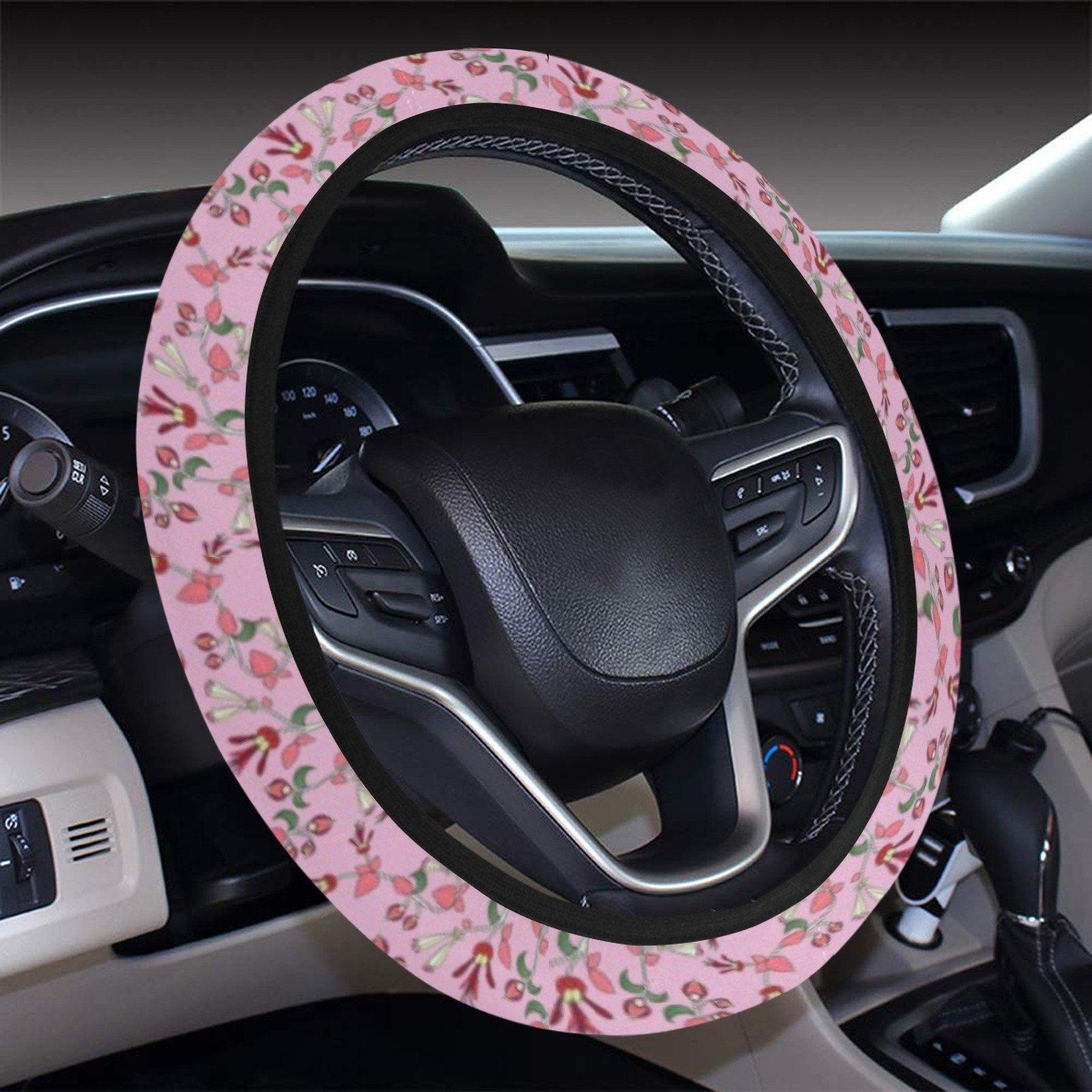 Strawberry Floral Steering Wheel Cover with Elastic Edge Steering Wheel Cover with Elastic Edge e-joyer 