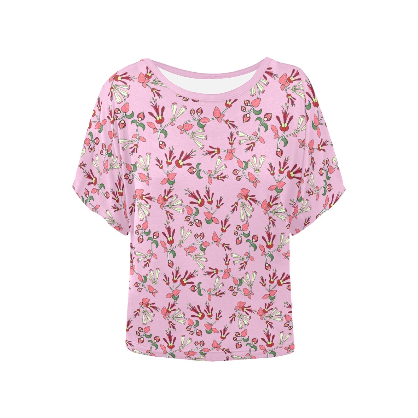 Strawberry Floral Women's Batwing-Sleeved Blouse T shirt (Model T44) Women's Batwing-Sleeved Blouse T shirt (T44) e-joyer 