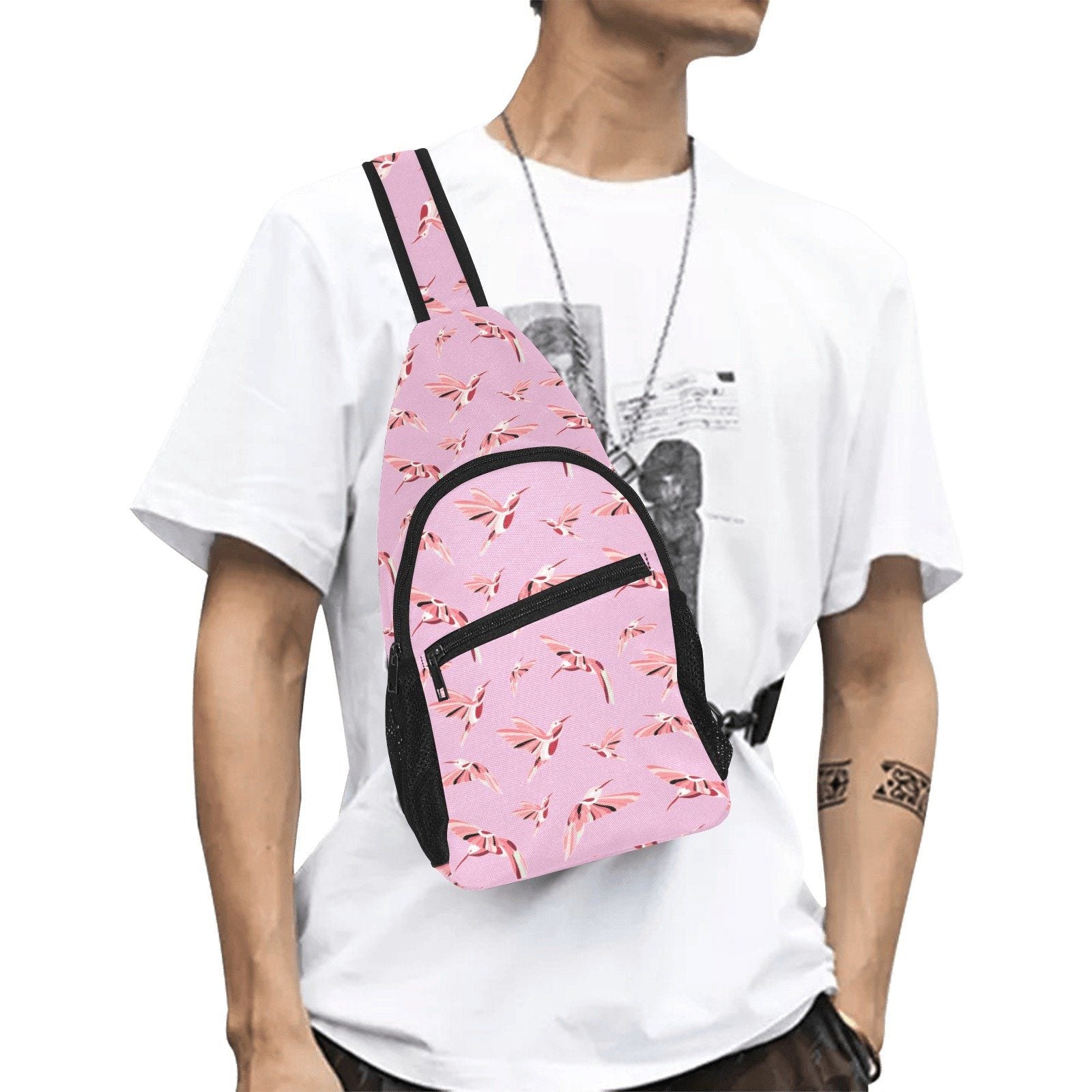Strawberry Pink All Over Print Chest Bag (Model 1719) All Over Print Chest Bag (1719) e-joyer 