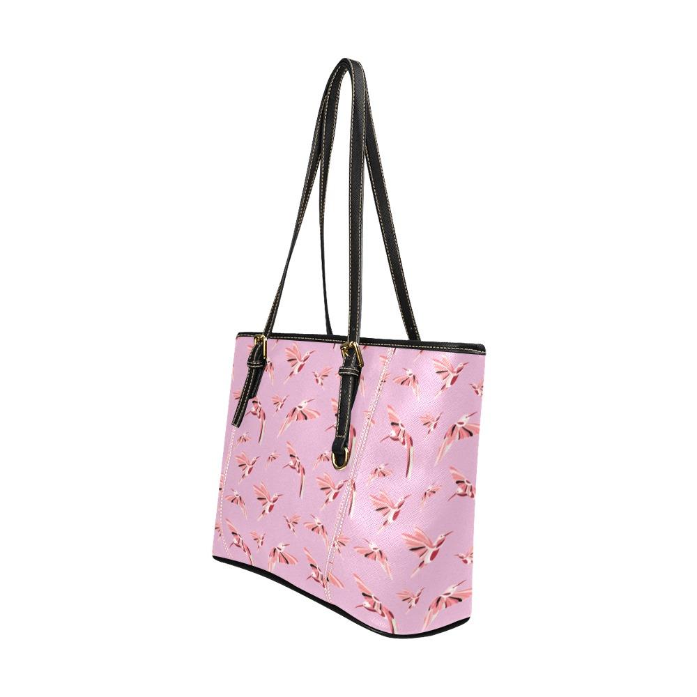 Strawberry Pink Leather Tote Bag/Large (Model 1640) Leather Tote Bag (1640) e-joyer 