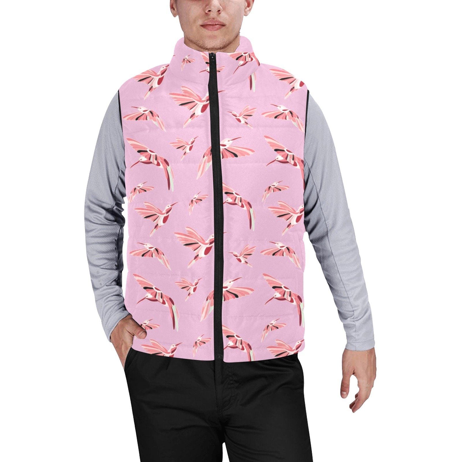 Strawberry Pink Men's Padded Vest Jacket (Model H44) Men's Padded Vest Jacket (H44) e-joyer 
