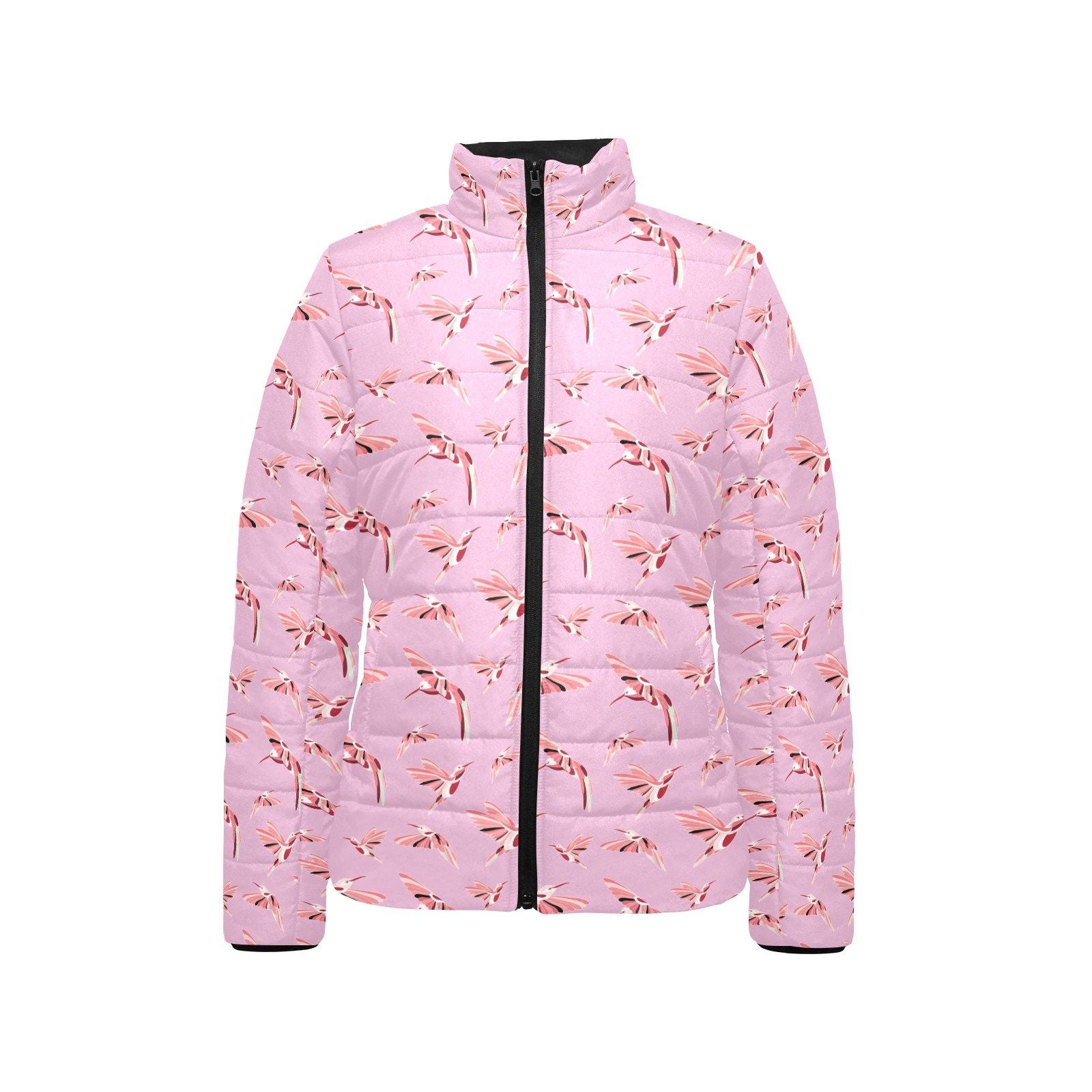 Strawberry Pink Women's Stand Collar Padded Jacket (Model H41) jacket e-joyer 