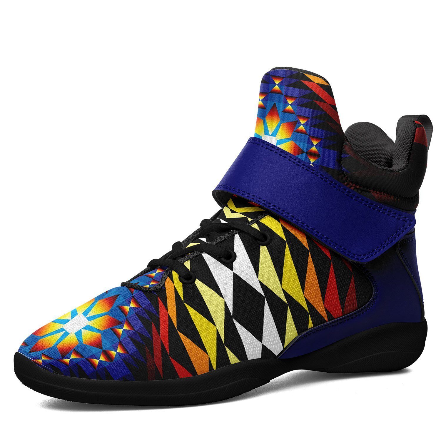 Sunset Blanket Kid's Ipottaa Basketball / Sport High Top Shoes 49 Dzine US Child 12.5 / EUR 30 Black Sole with Blue Strap 