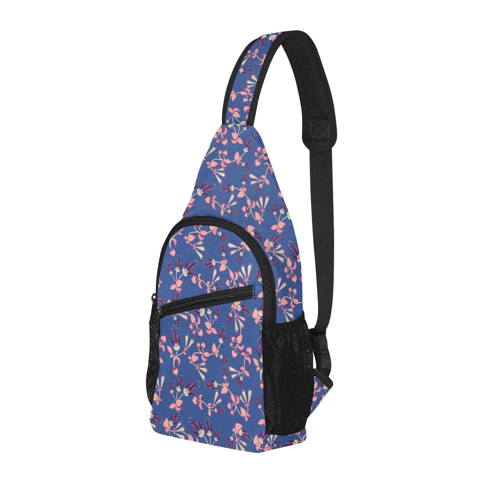 Swift Floral Peach Blue All Over Print Chest Bag (Model 1719) All Over Print Chest Bag (1719) e-joyer 