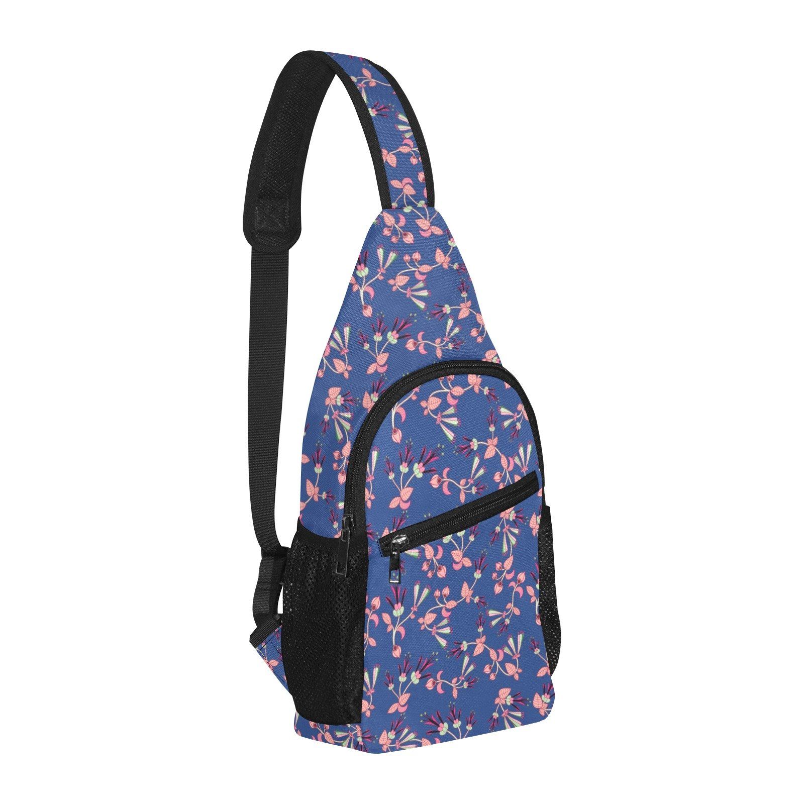 Swift Floral Peach Blue All Over Print Chest Bag (Model 1719) All Over Print Chest Bag (1719) e-joyer 