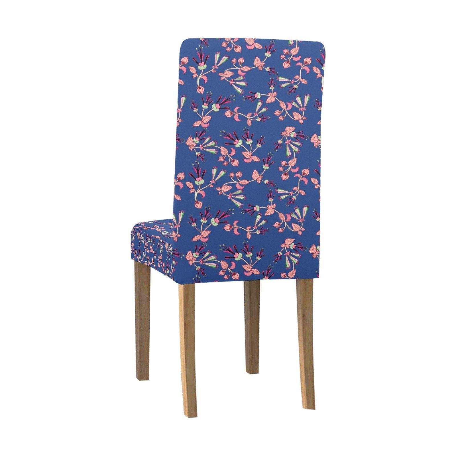 Swift Floral Peach Blue Chair Cover (Pack of 4) Chair Cover (Pack of 4) e-joyer 