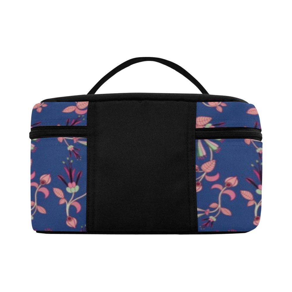 Swift Floral Peach Blue Cosmetic Bag/Large (Model 1658) bag e-joyer 