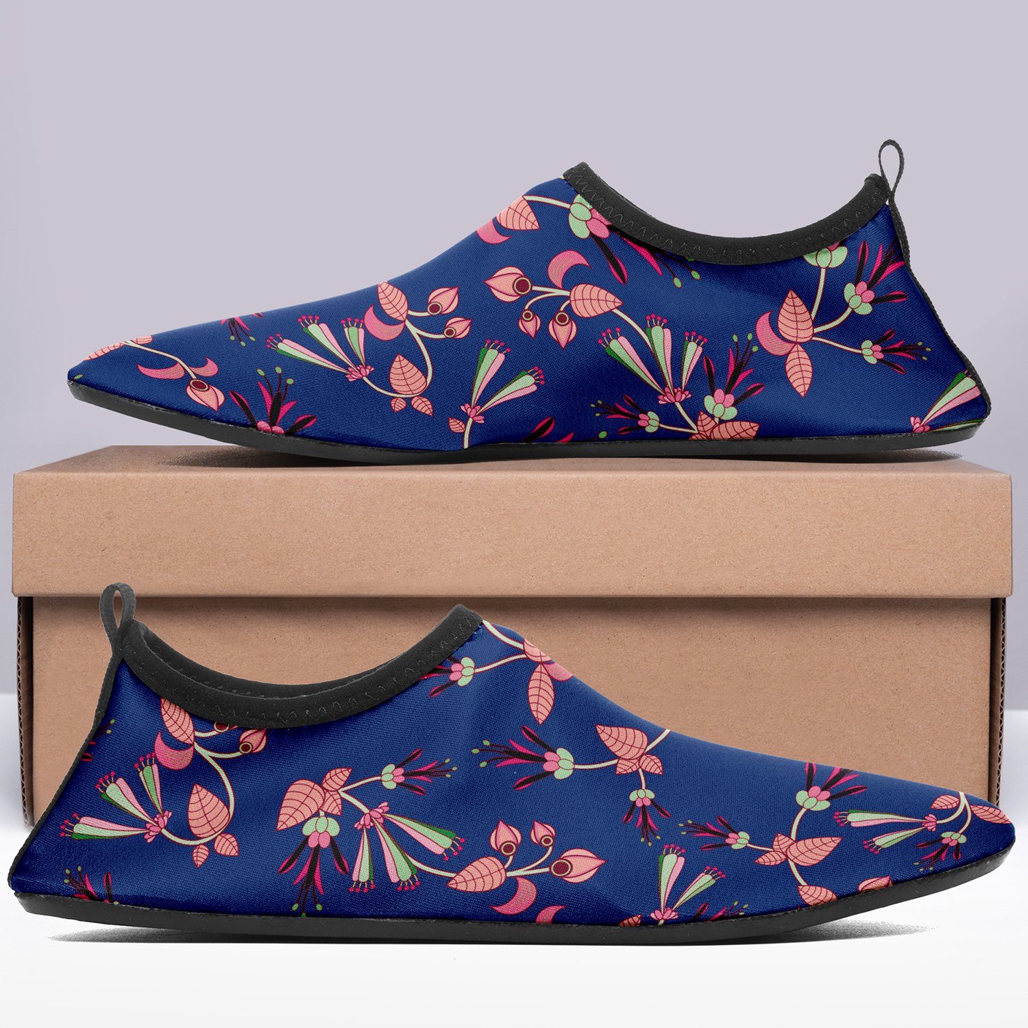 Swift Floral Peach Blue Kid's Slip On Shoes Herman 