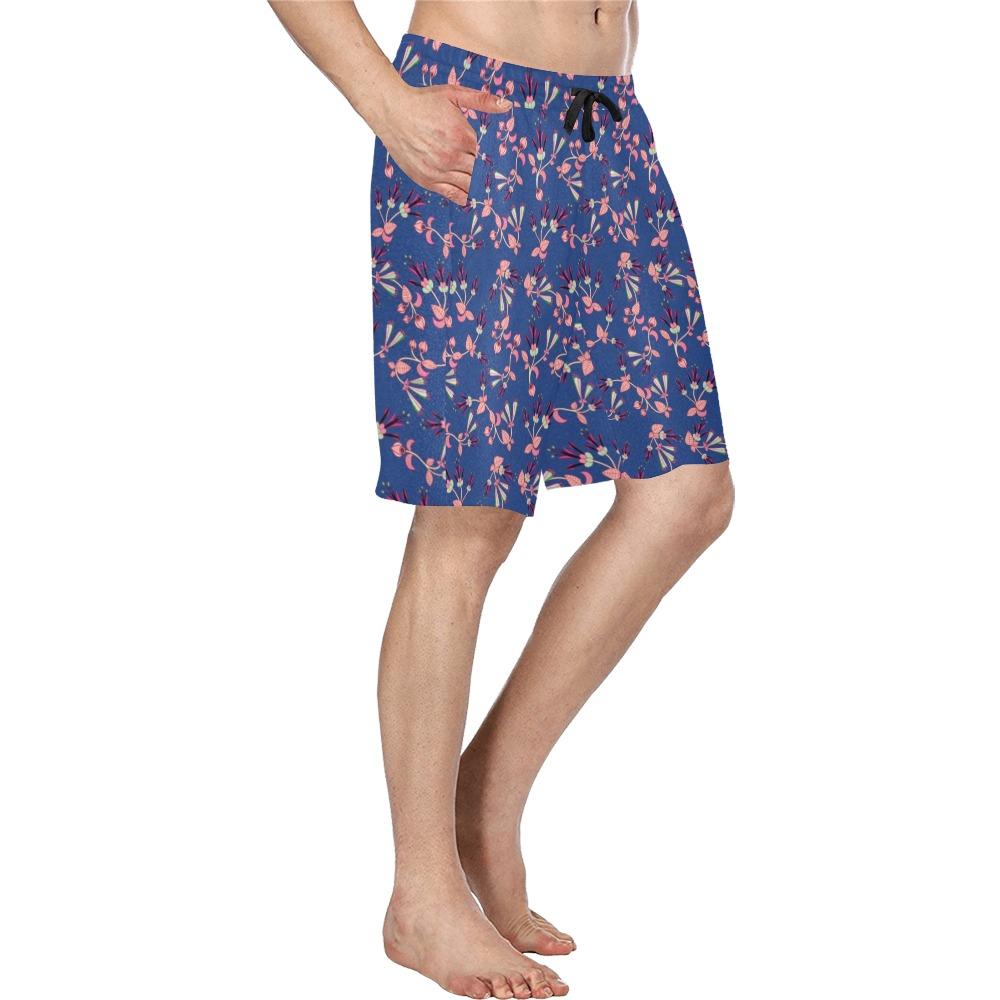 Swift Floral Peach Blue Men's All Over Print Casual Shorts (Model L23) Men's Casual Shorts (L23) e-joyer 