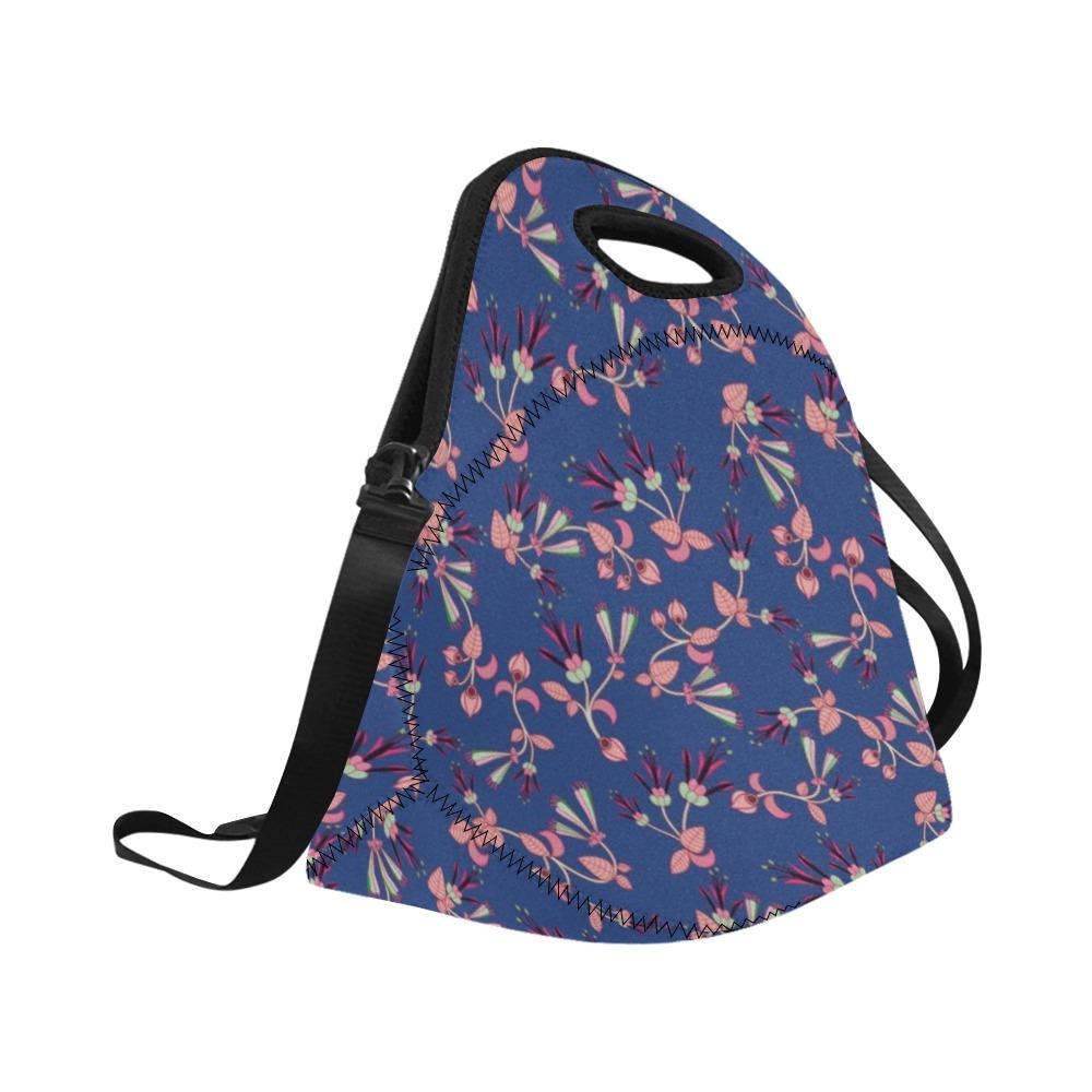 Swift Floral Peach Blue Neoprene Lunch Bag/Large (Model 1669) bag e-joyer 