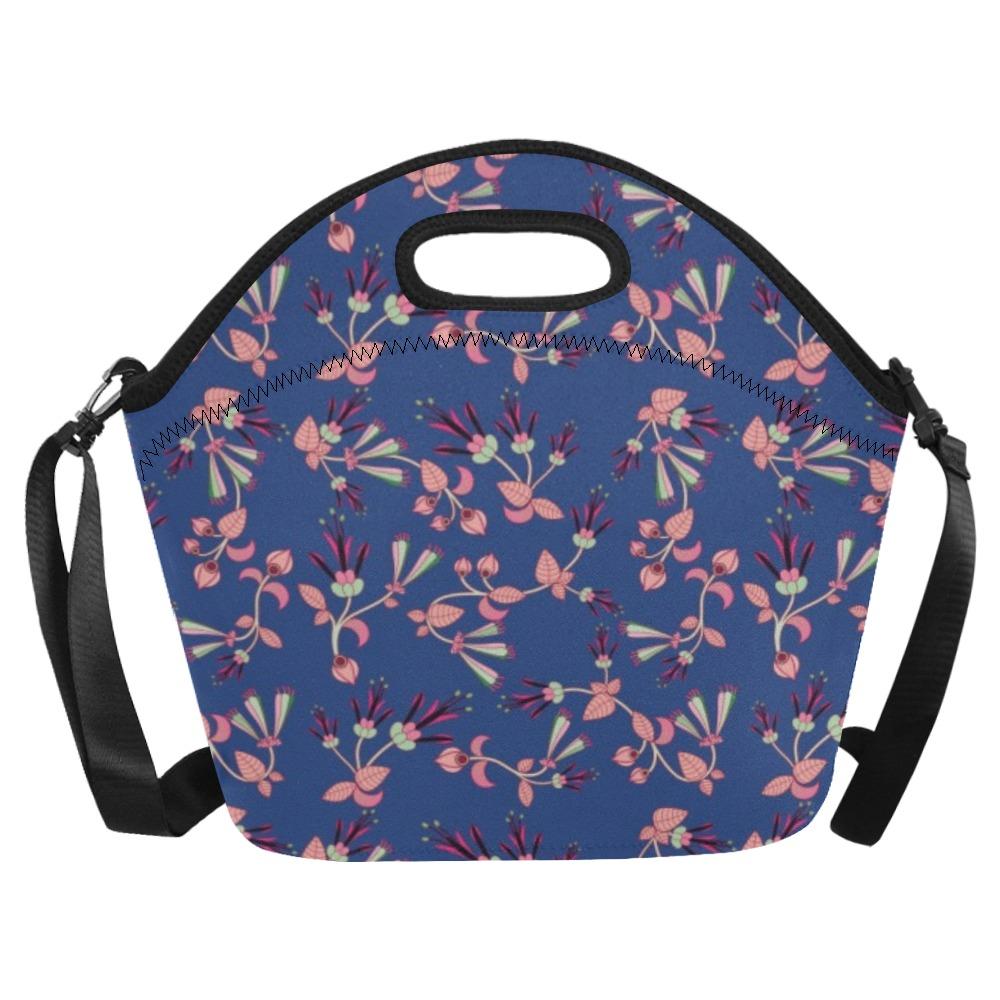 Swift Floral Peach Blue Neoprene Lunch Bag/Large (Model 1669) bag e-joyer 