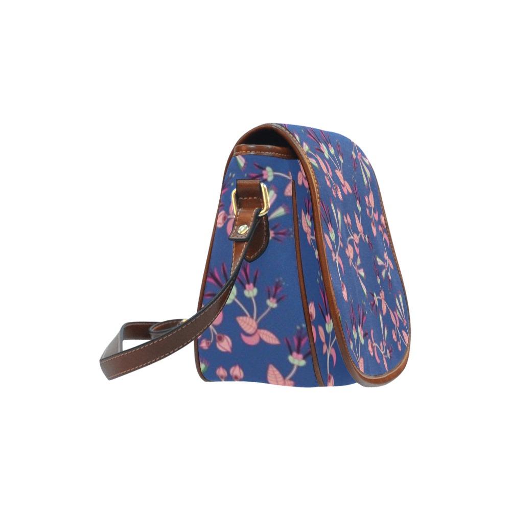 Swift Floral Peach Blue Saddle Bag/Small (Model 1649) Full Customization Saddle Bag/Small (Full Customization) e-joyer 