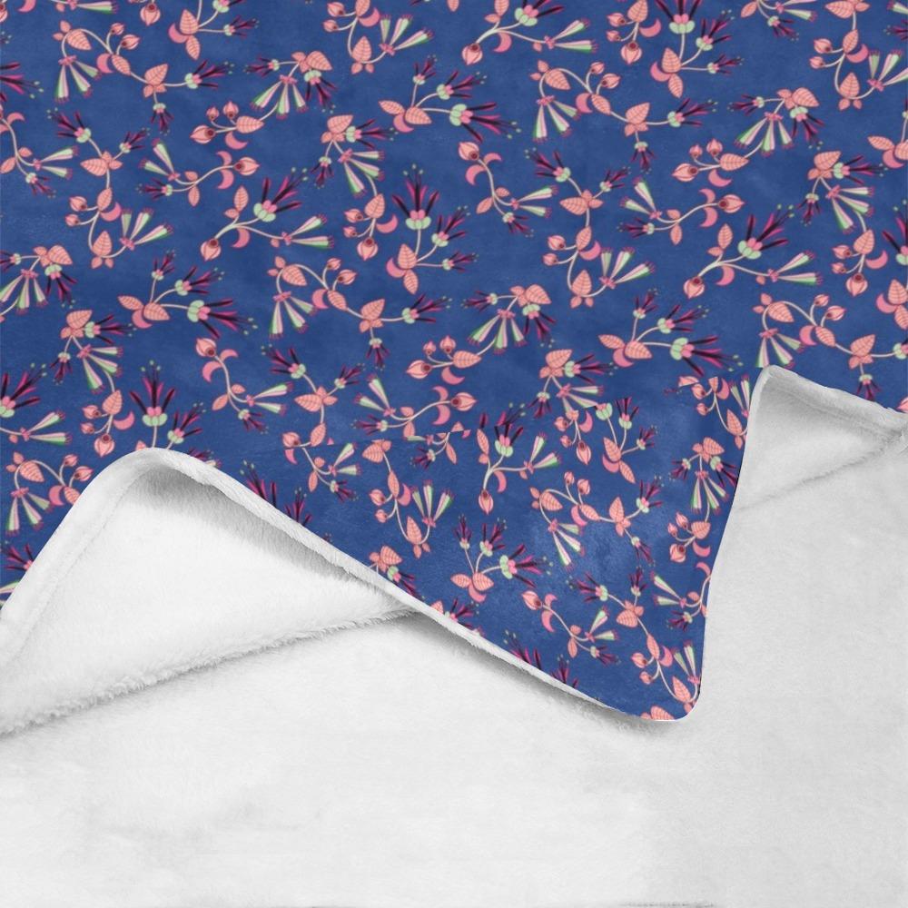 Swift Floral Peach Blue Ultra-Soft Micro Fleece Blanket 50"x60" Ultra-Soft Blanket 50''x60'' e-joyer 