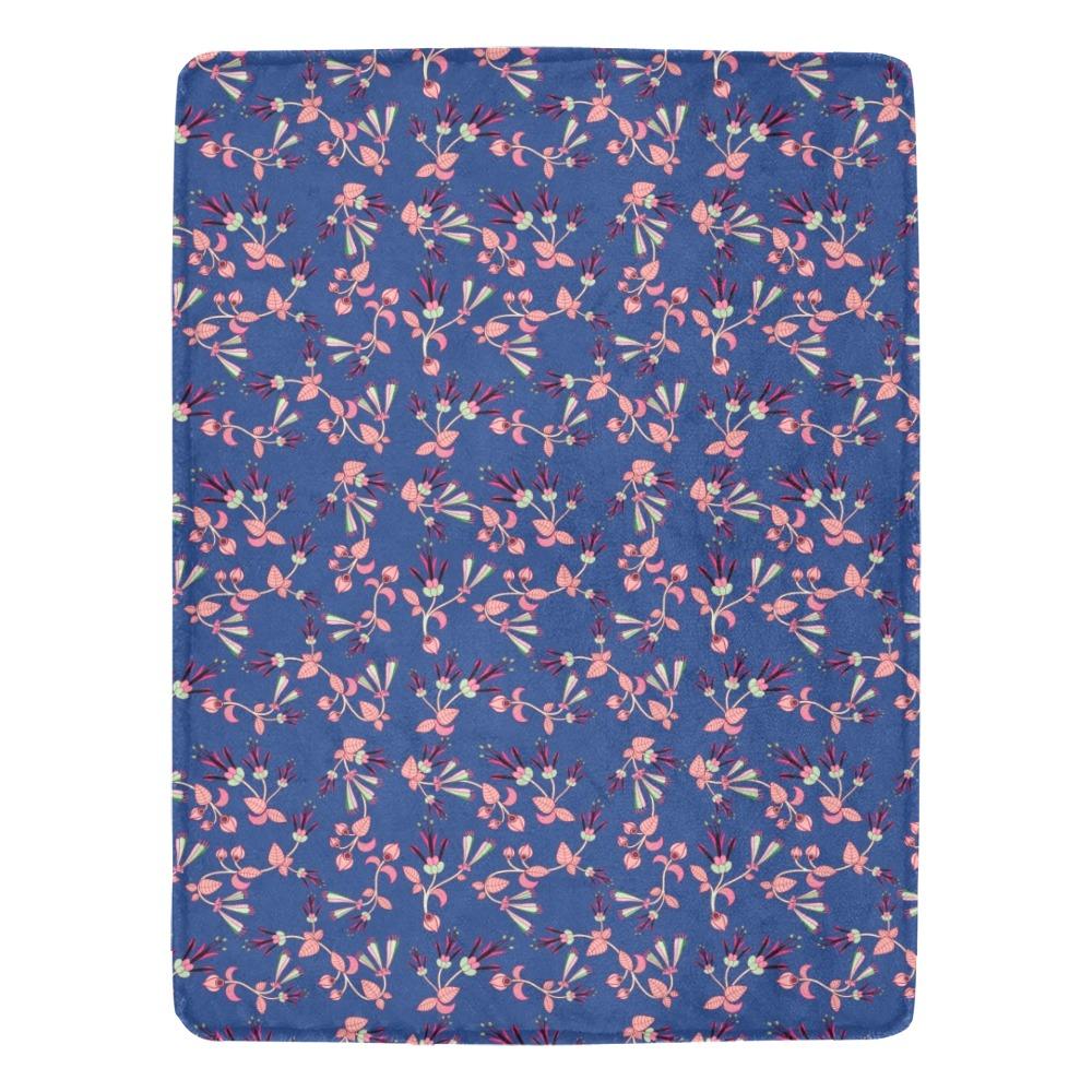 Swift Floral Peach Blue Ultra-Soft Micro Fleece Blanket 60"x80" Ultra-Soft Blanket 60''x80'' e-joyer 