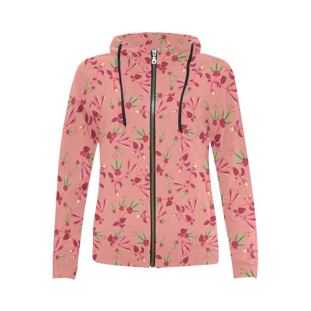 Swift Floral Peach Rouge Remix All Over Print Full Zip Hoodie for Women (Model H14) All Over Print Full Zip Hoodie for Women (H14) e-joyer 