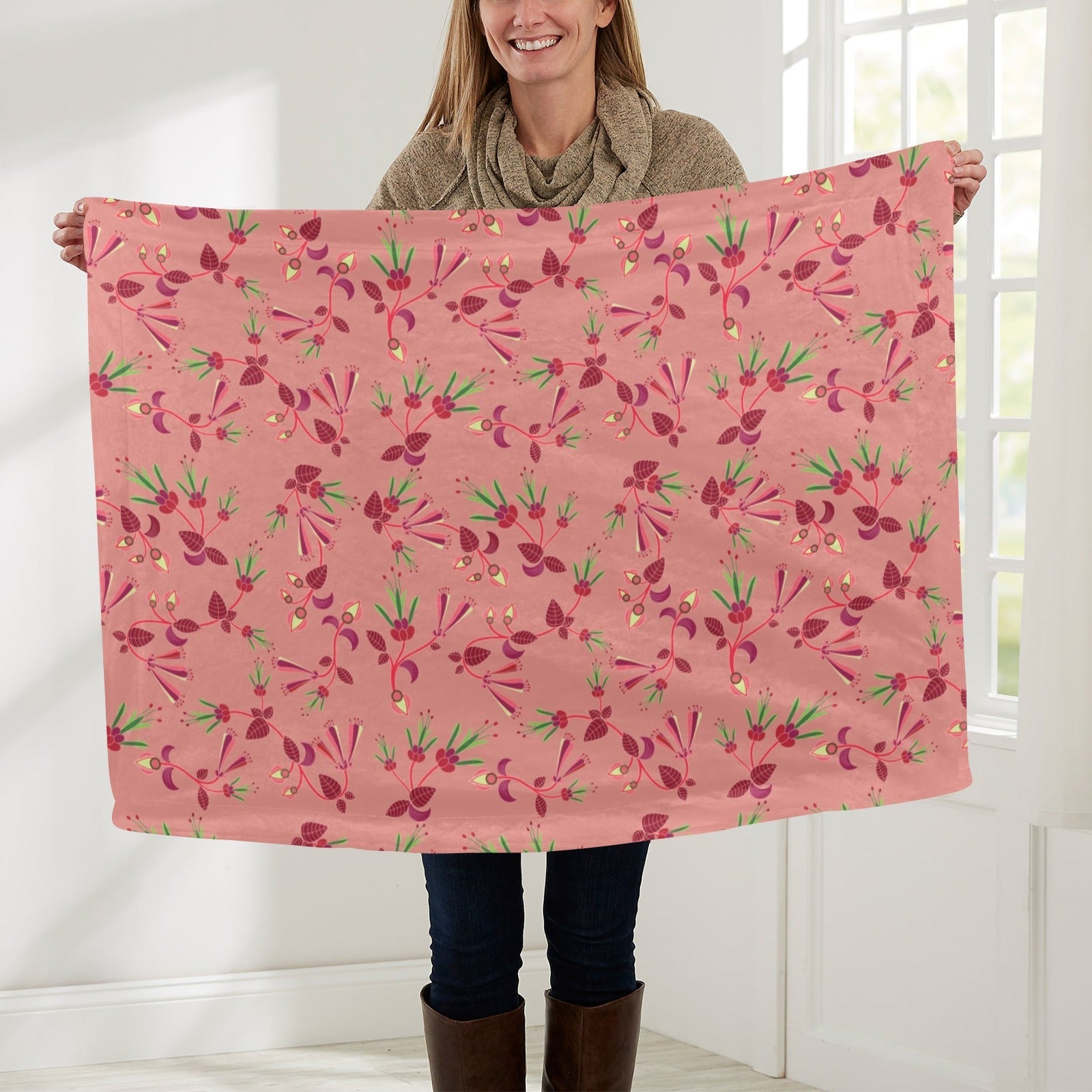 Swift Floral Peach Rouge Remix Baby Blanket 30"x40" Baby Blanket 30"x40" e-joyer 