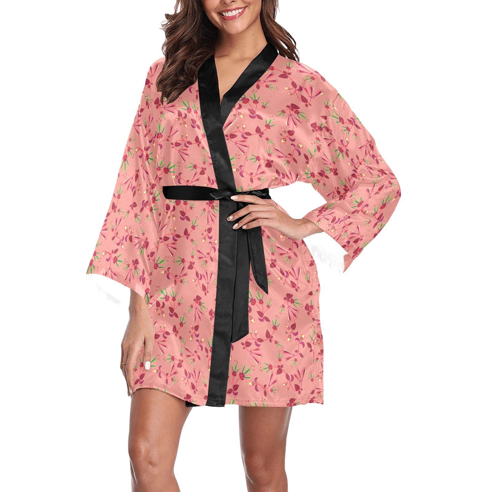 Swift Floral Peach Rouge Remix Long Sleeve Kimono Robe Long Sleeve Kimono Robe e-joyer 