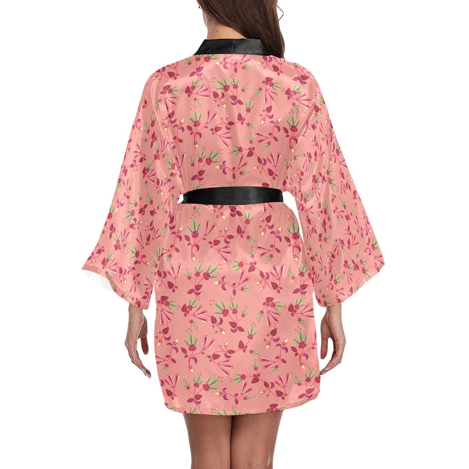 Swift Floral Peach Rouge Remix Long Sleeve Kimono Robe Long Sleeve Kimono Robe e-joyer 