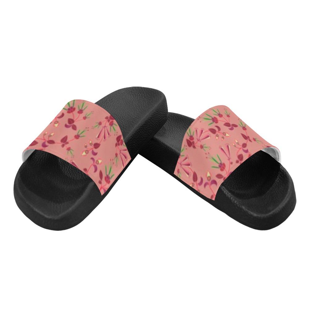Swift Floral Peach Rouge Remix Men's Slide Sandals (Model 057) Men's Slide Sandals (057) e-joyer 