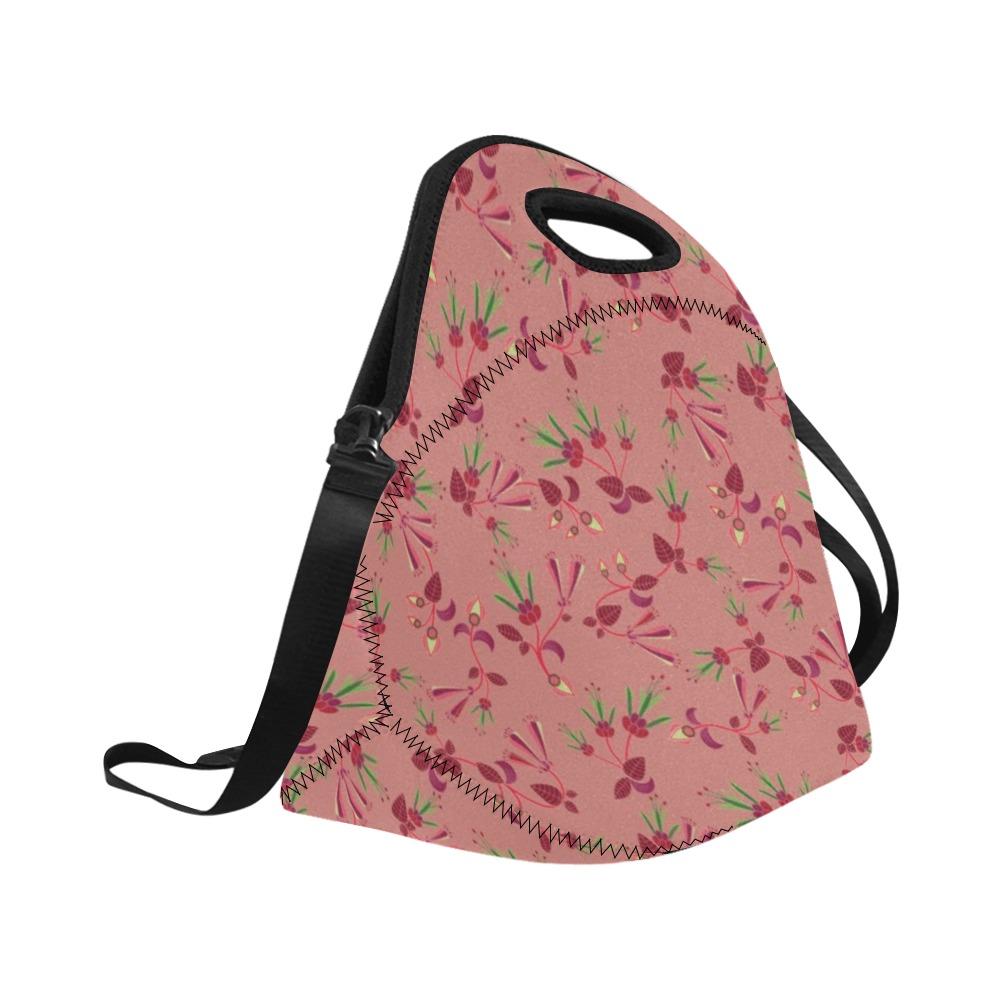 Swift Floral Peach Rouge Remix Neoprene Lunch Bag/Large (Model 1669) bag e-joyer 