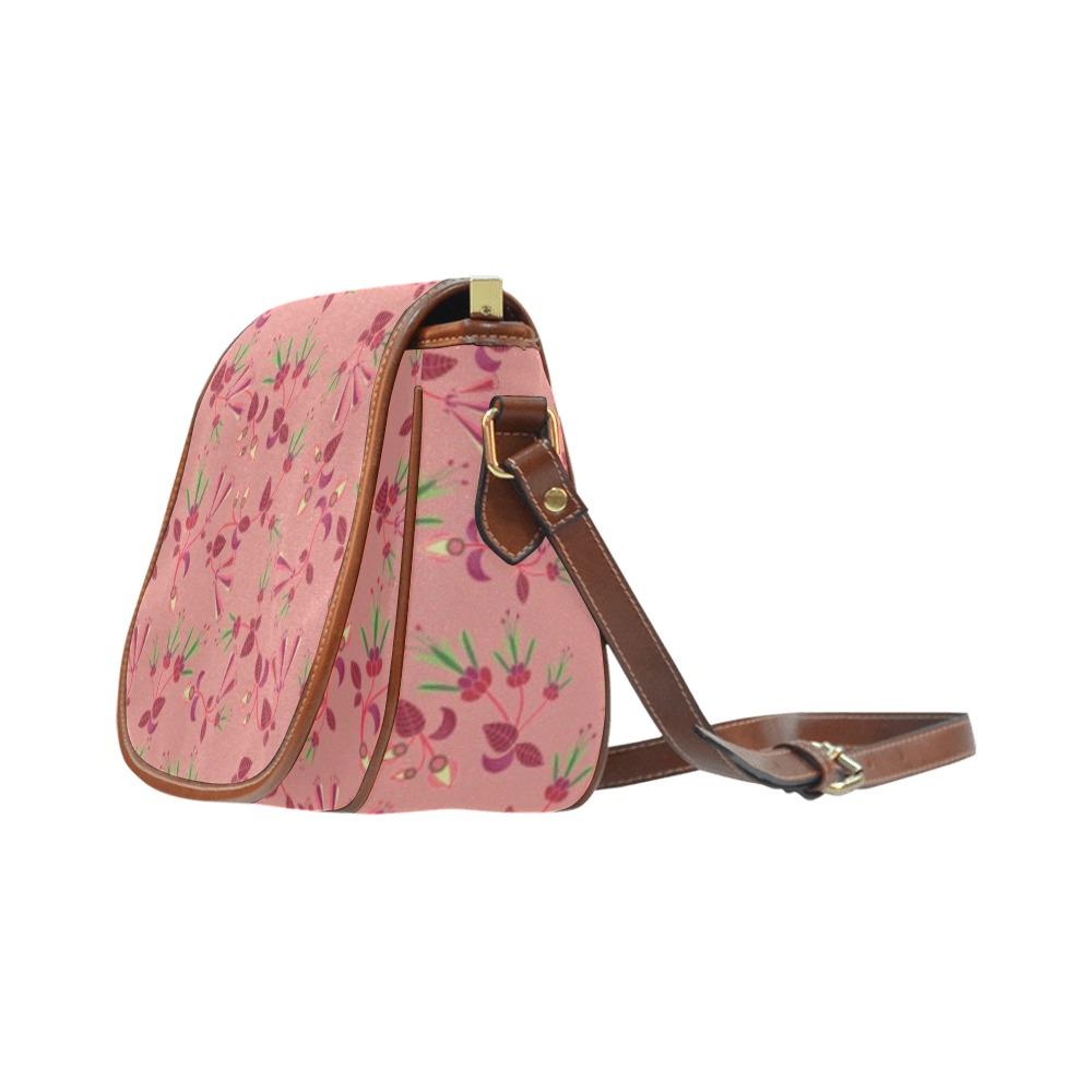 Swift Floral Peach Rouge Remix Saddle Bag/Large (Model 1649) Saddle Bag/Large e-joyer 