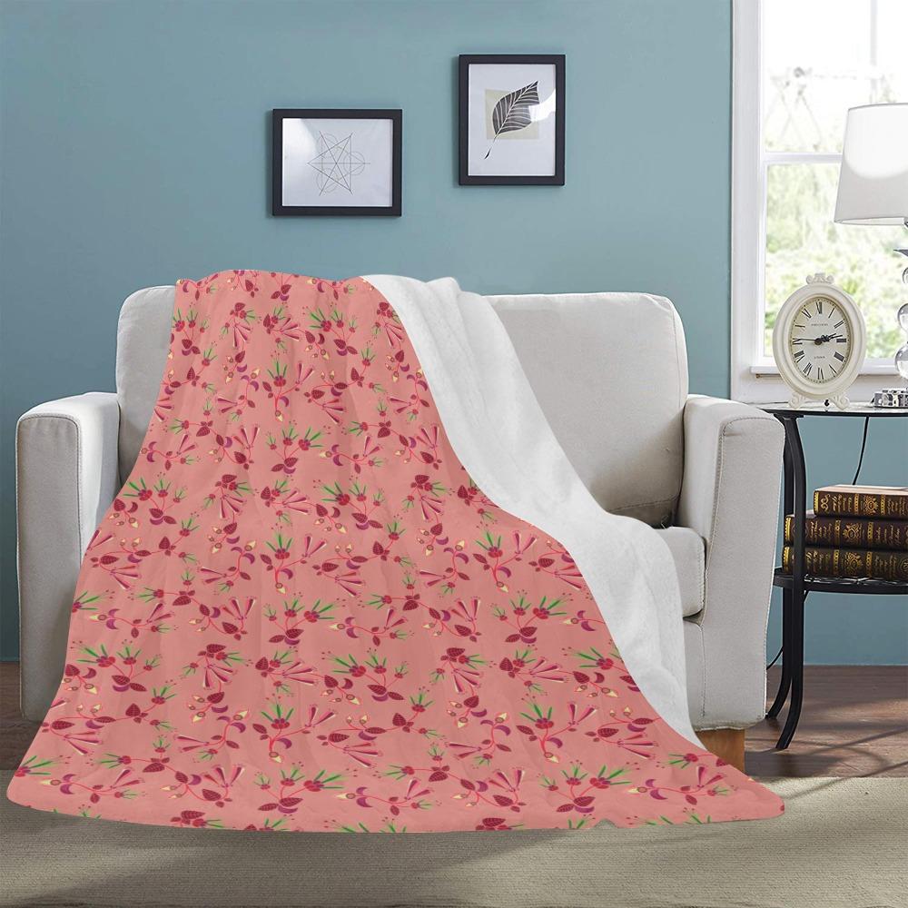 Swift Floral Peach Rouge Remix Ultra-Soft Micro Fleece Blanket 60"x80" Ultra-Soft Blanket 60''x80'' e-joyer 