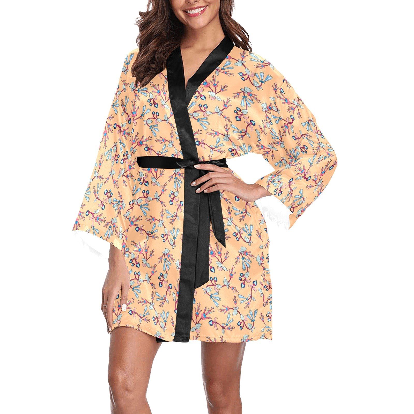 Swift Floral Peache Long Sleeve Kimono Robe Long Sleeve Kimono Robe e-joyer 