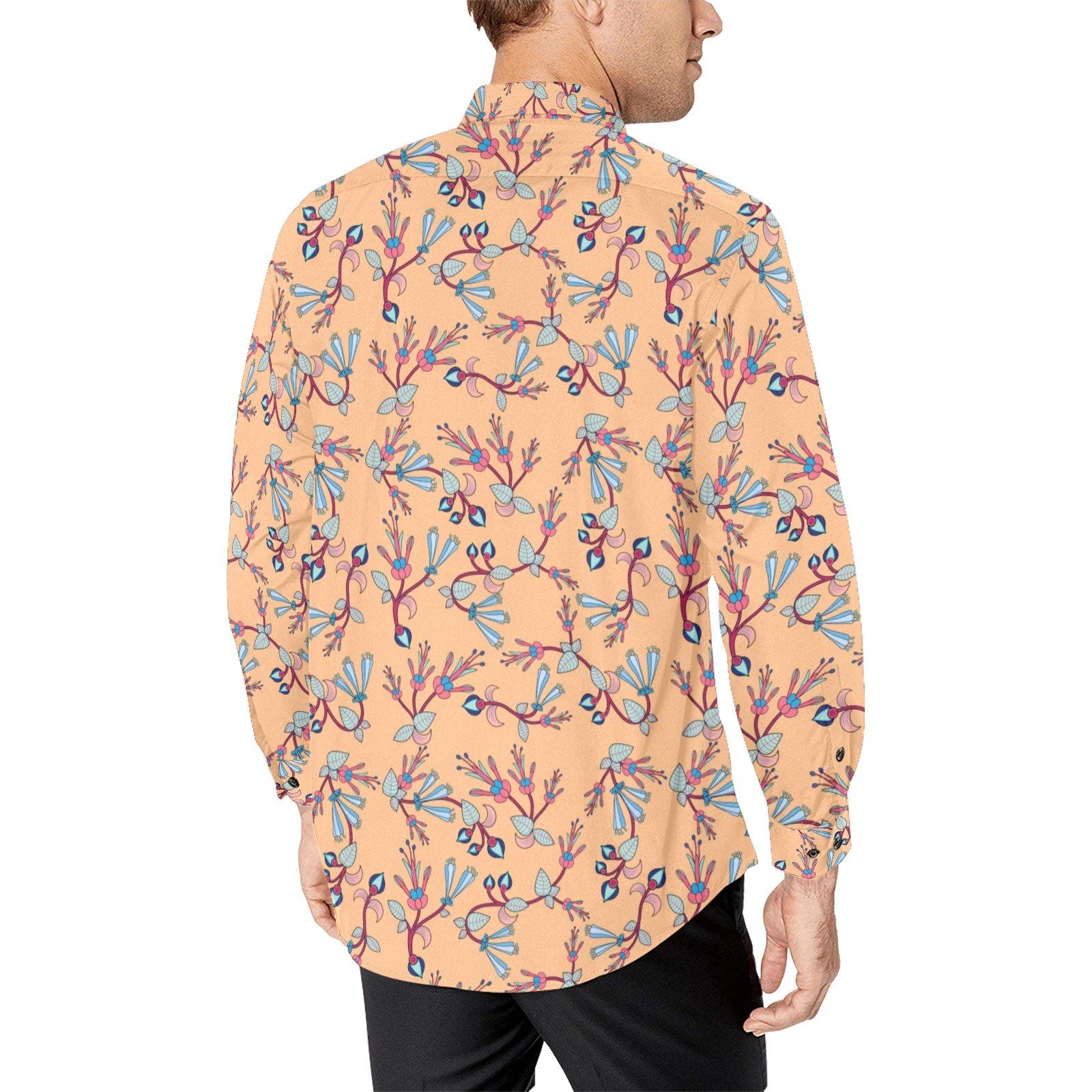 Swift Floral Peache Men's All Over Print Casual Dress Shirt (Model T61) Men's Dress Shirt (T61) e-joyer 