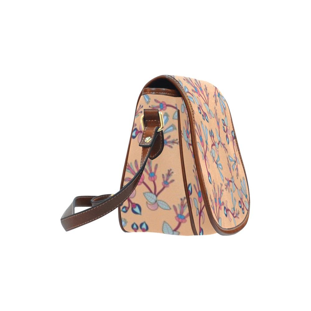 Swift Floral Peache Saddle Bag/Small (Model 1649) Full Customization Saddle Bag/Small (Full Customization) e-joyer 