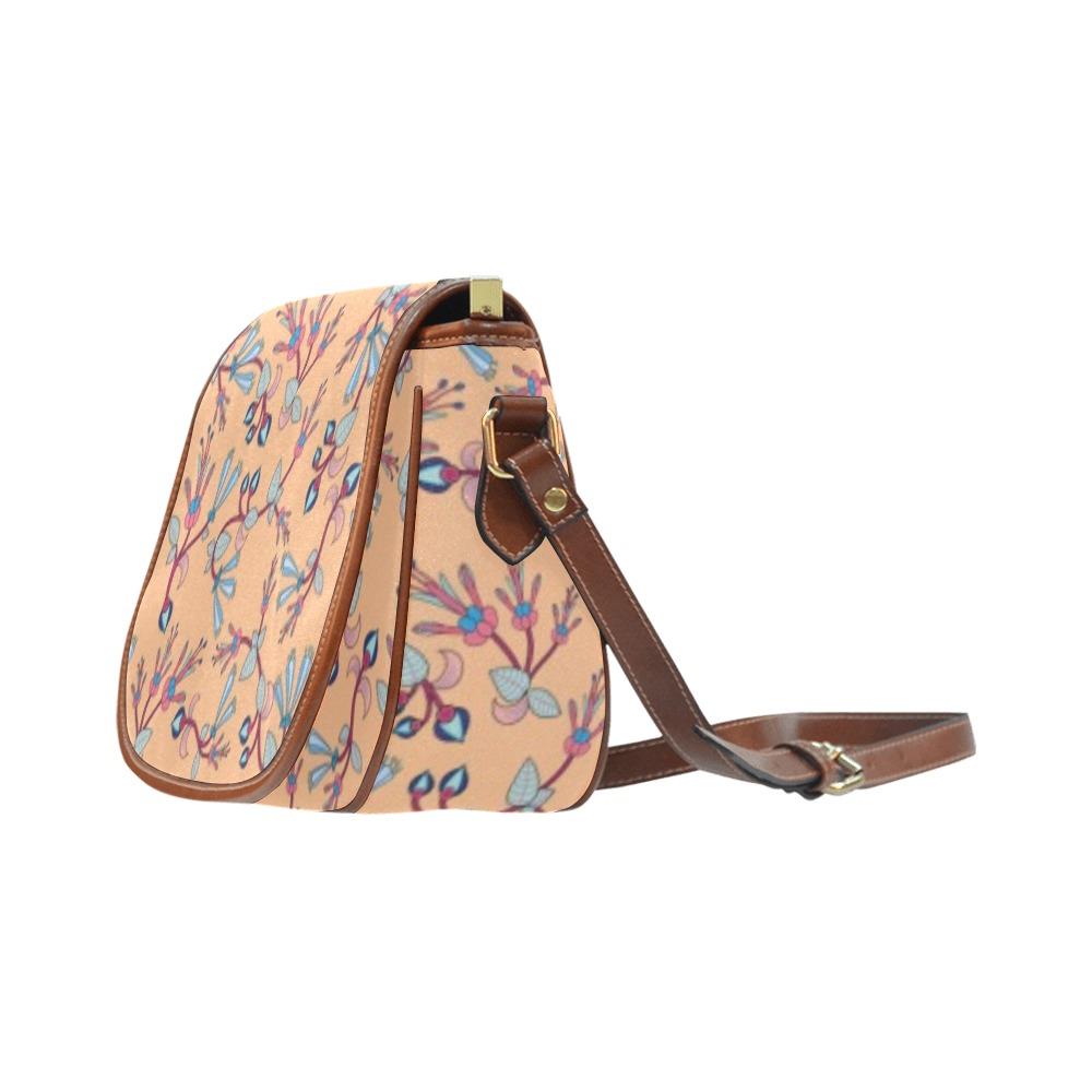 Swift Floral Peache Saddle Bag/Small (Model 1649) Full Customization Saddle Bag/Small (Full Customization) e-joyer 