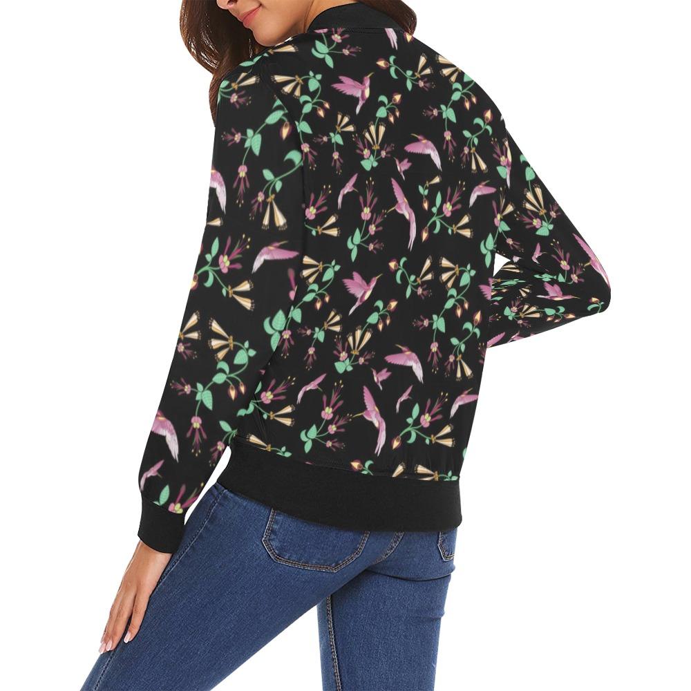 Swift Noir All Over Print Bomber Jacket for Women (Model H19) Jacket e-joyer 