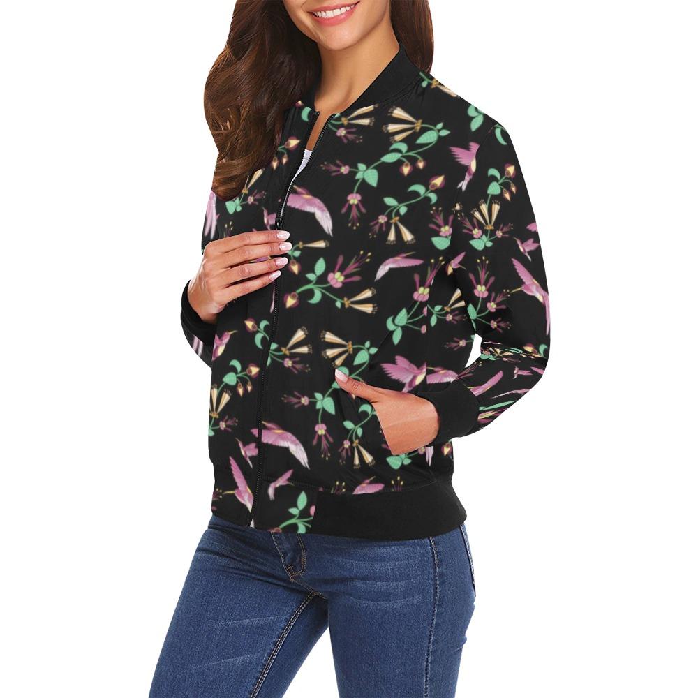 Swift Noir All Over Print Bomber Jacket for Women (Model H19) Jacket e-joyer 