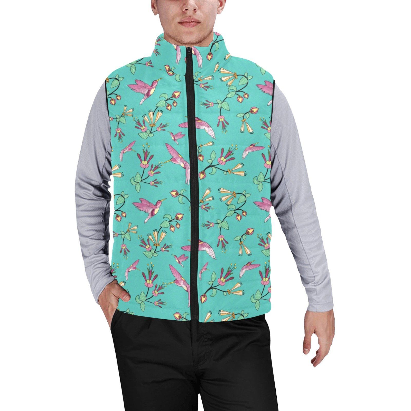 Swift Pastel Men's Padded Vest Jacket (Model H44) Men's Padded Vest Jacket (H44) e-joyer 