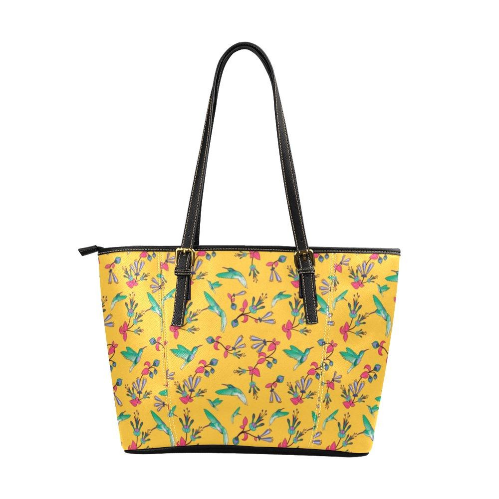 Swift Pastel Yellow Leather Tote Bag/Large (Model 1640) Leather Tote Bag (1640) e-joyer 