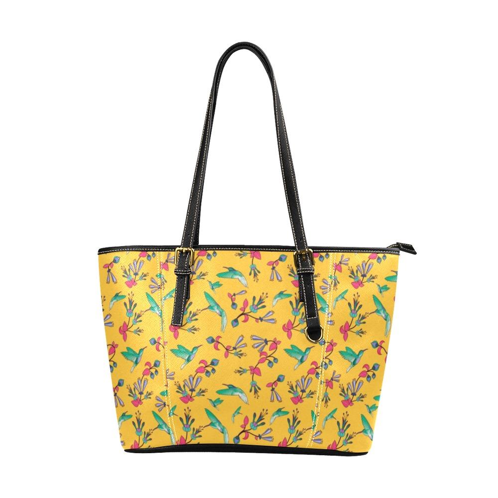 Swift Pastel Yellow Leather Tote Bag/Large (Model 1640) Leather Tote Bag (1640) e-joyer 